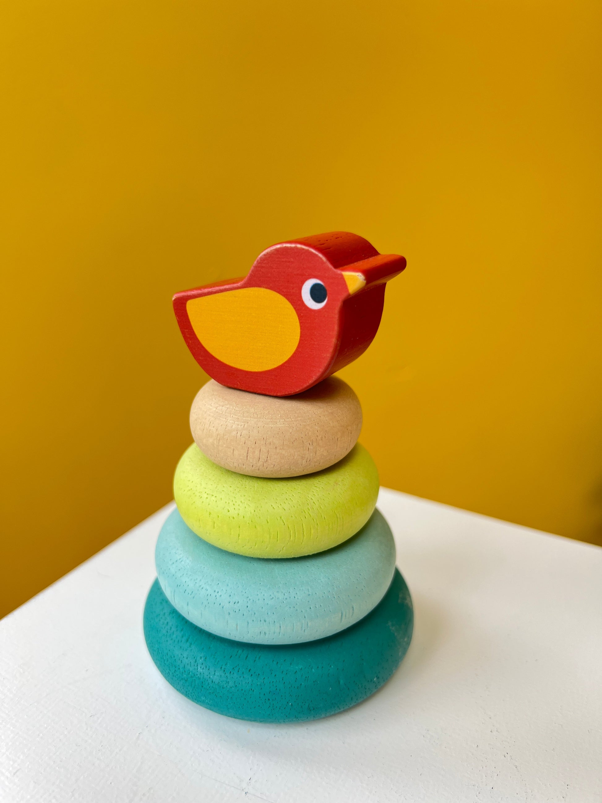 Stacking Tree With Bird — Montessori wooden toy UK | KIDDYKIND