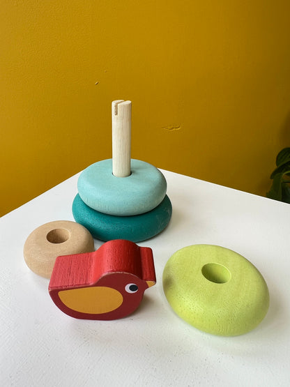 Stacking Tree With Bird — Montessori wooden toy UK | KIDDYKIND
