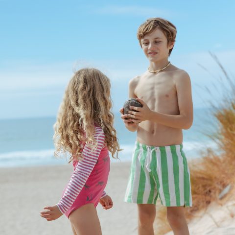 Kids' Swimming Trunks - Green Stripe by Pure Earth Collection, vetted by KIDDYKIND