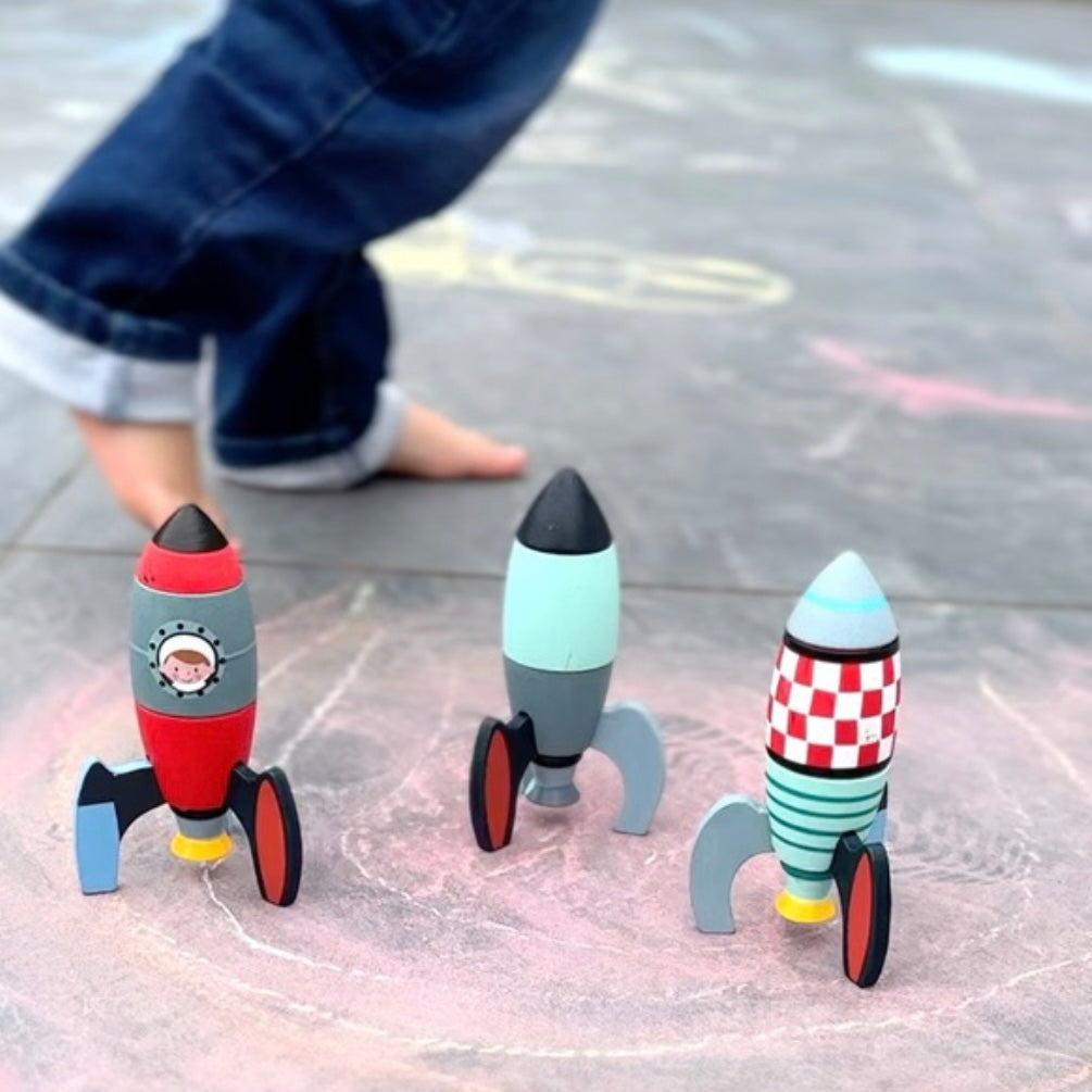 Rocket Construction | open-ended wooden toy for kids UK