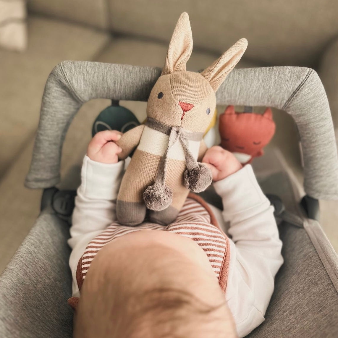 Baby Threads Taupe Bunny Rattle