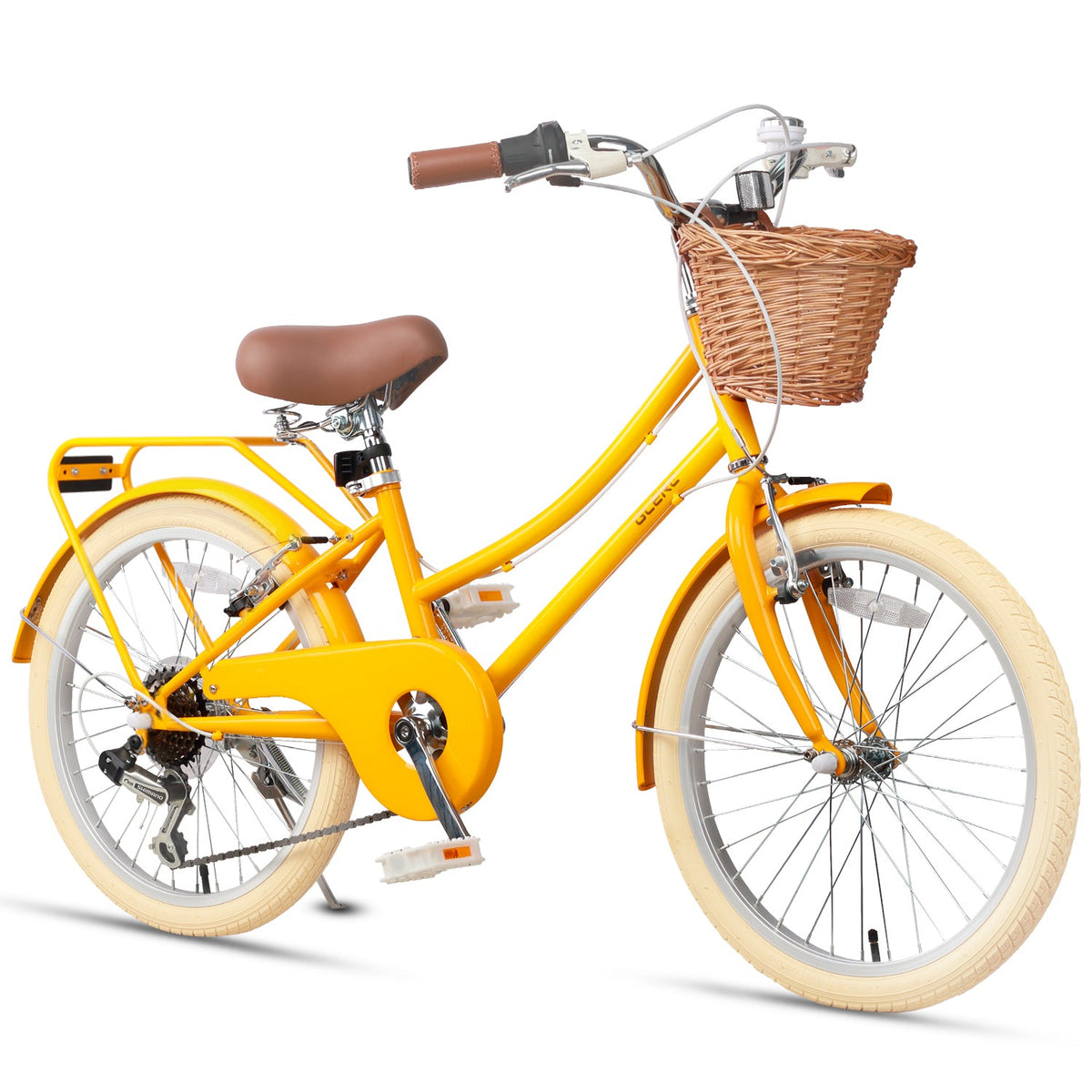 Glerc Missy 20 inch 6-speed beach cruiser kids bike with wicker basket and rear rack, view 8