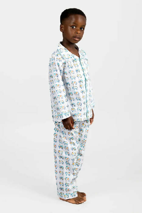 100% GOTS Certified Organic Cotton Kids Pyjamas. Award-winning kids pyjamas printed with dot to dot Ella the Elephant, that get softer with each wash. Kutti Lulu kids pyjamas, organic cotton kids pyjamas, organic cotton baby sleepwear