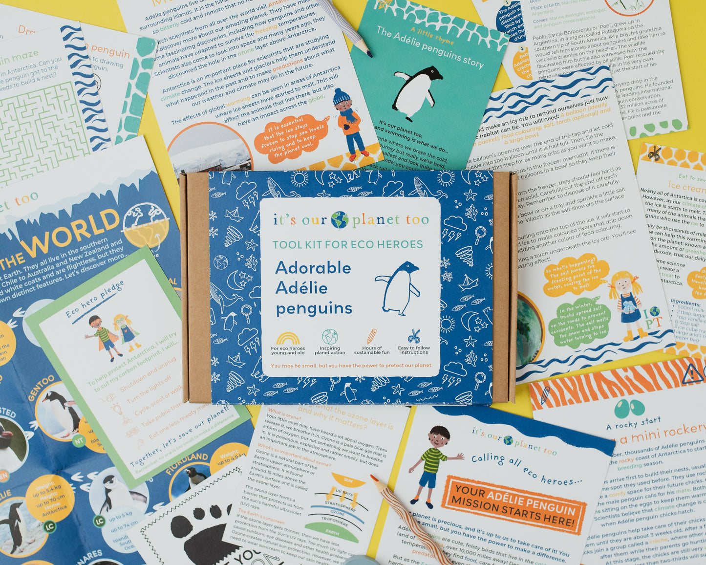 ADORABLE ADÉLIE PENGUINS - Children’s eco activity kit (Age 5+) | open-ended wooden toy for kids UK