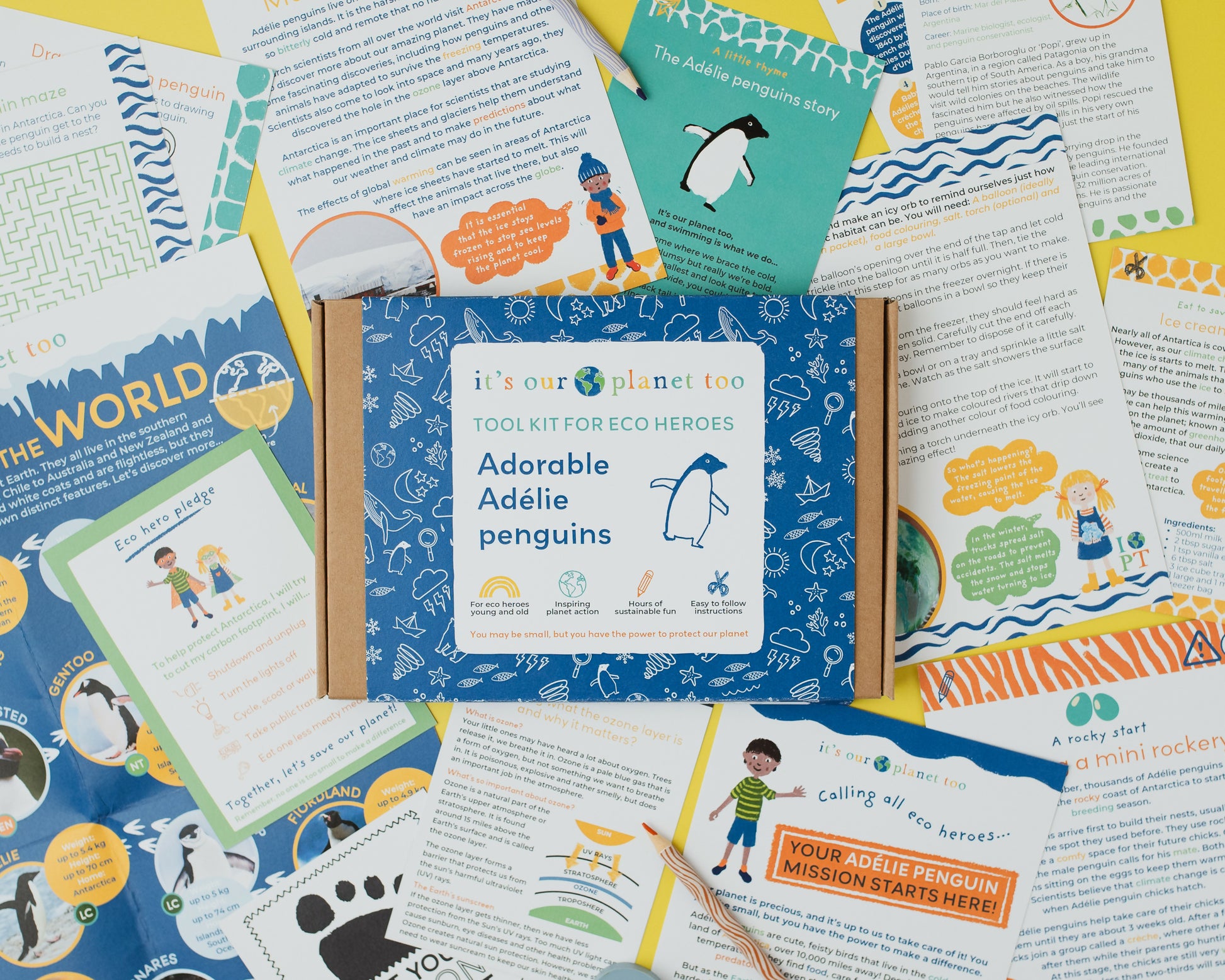ADORABLE ADÉLIE PENGUINS - Children’s eco activity kit (Age 5+) | open-ended wooden toy for kids UK