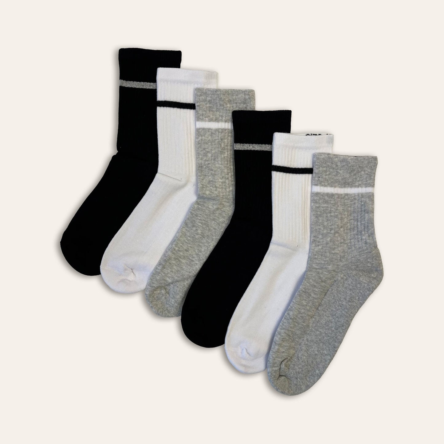 3pk Kids Cotton Cushioned Sports Ankle Socks - Black/White/Grey