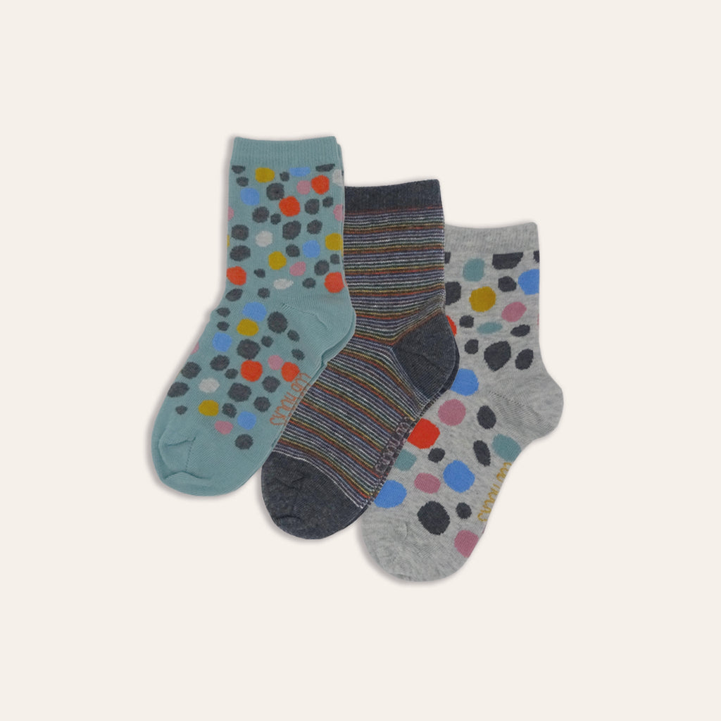 3pk Kids Cotton Spots Ankle Socks