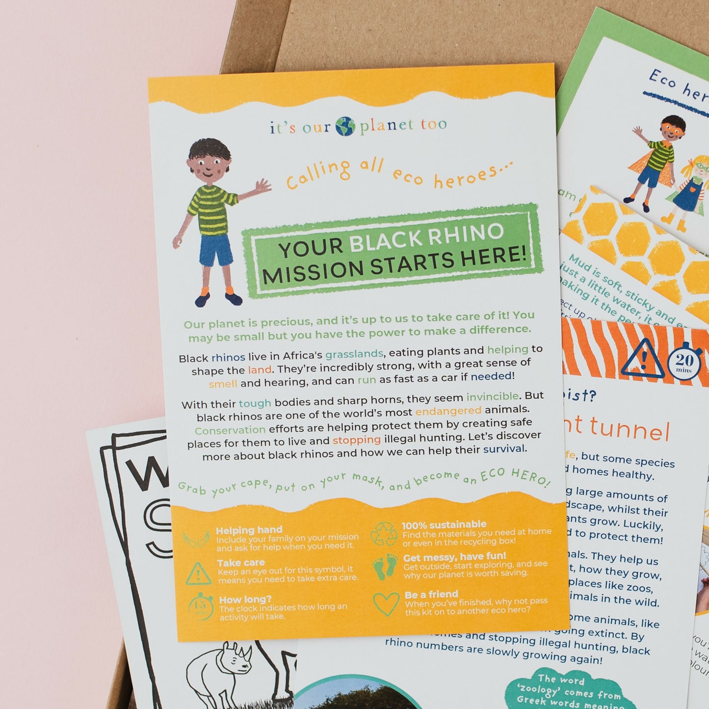 BLACK RHINO WARRIORS - Children’s eco activity kit (Age 5+) | natural wooden toy for toddlers UK