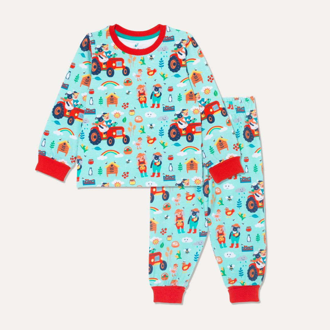 Organic Cotton Kids' Pyjamas with Fun Farmyard Print