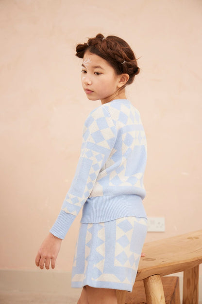 MIKA & MILO Aztec Jumper | Sky - - organic cotton cashmere