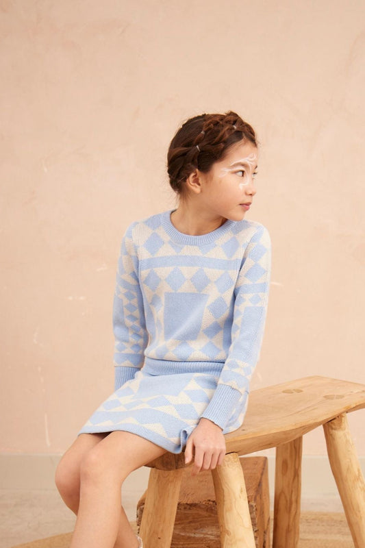 MIKA & MILO Aztec Jumper | Sky - - organic cotton cashmere