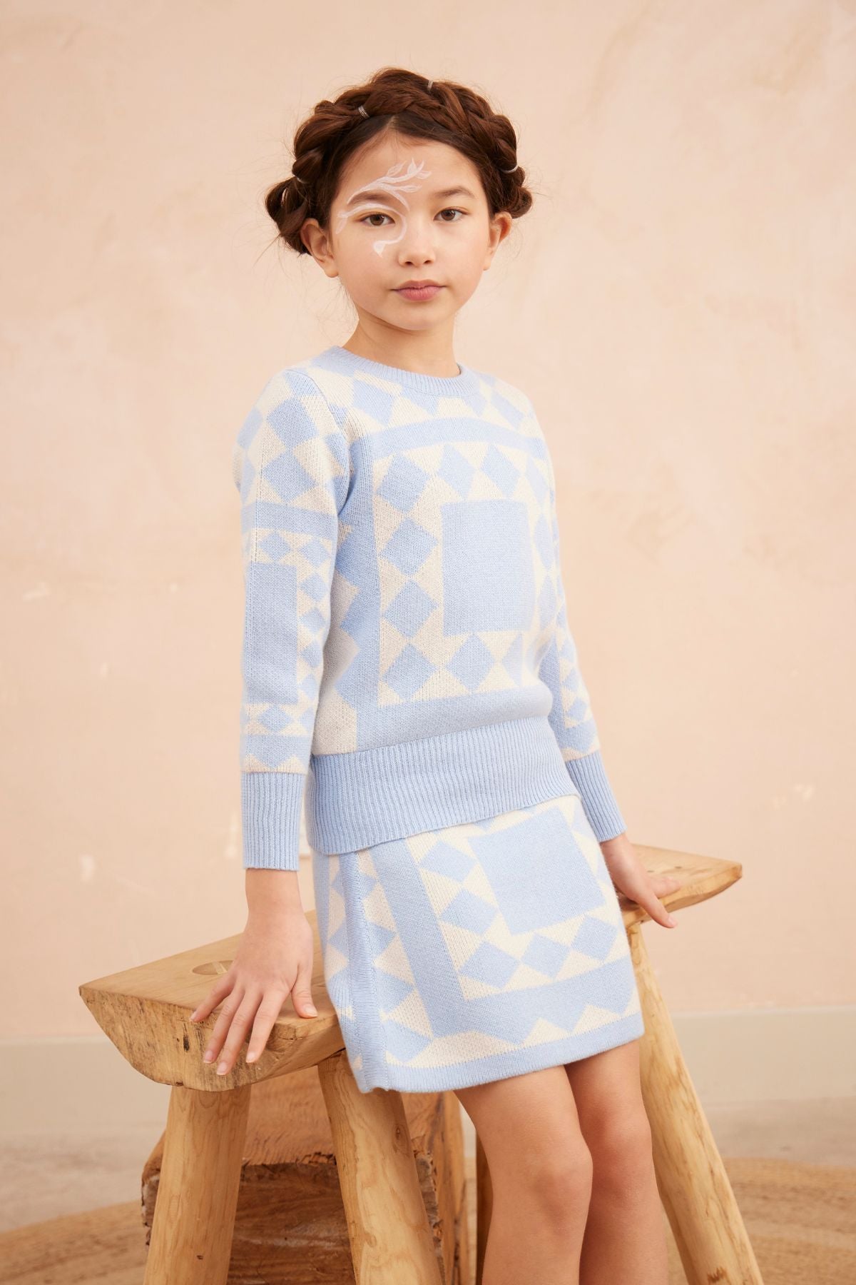 MIKA & MILO Aztec Jumper | Sky - - organic cotton cashmere