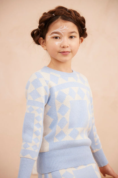 MIKA & MILO Aztec Jumper | Sky - - organic cotton cashmere