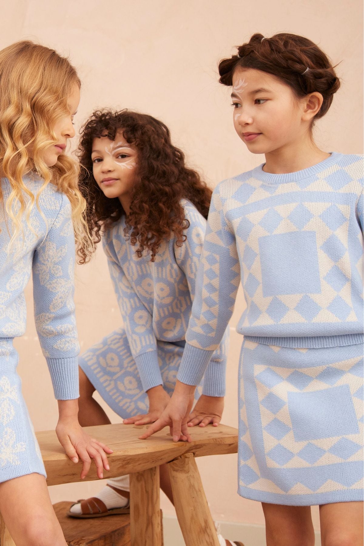 MIKA & MILO Aztec Jumper | Sky - - organic cotton cashmere