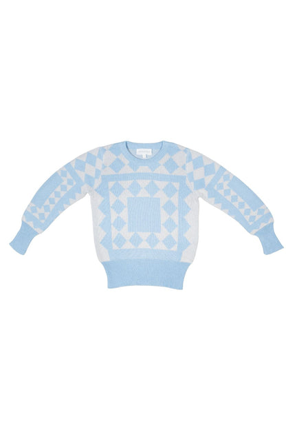 MIKA & MILO Aztec Jumper | Sky - - organic cotton cashmere