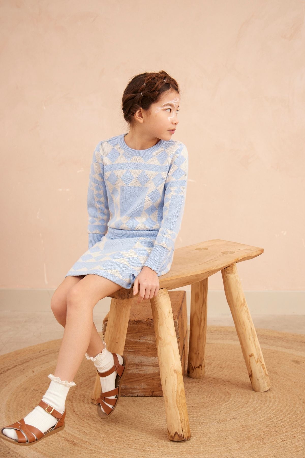 MIKA & MILO Aztec Pencil Skirt | Sky - - organic cotton cashmere