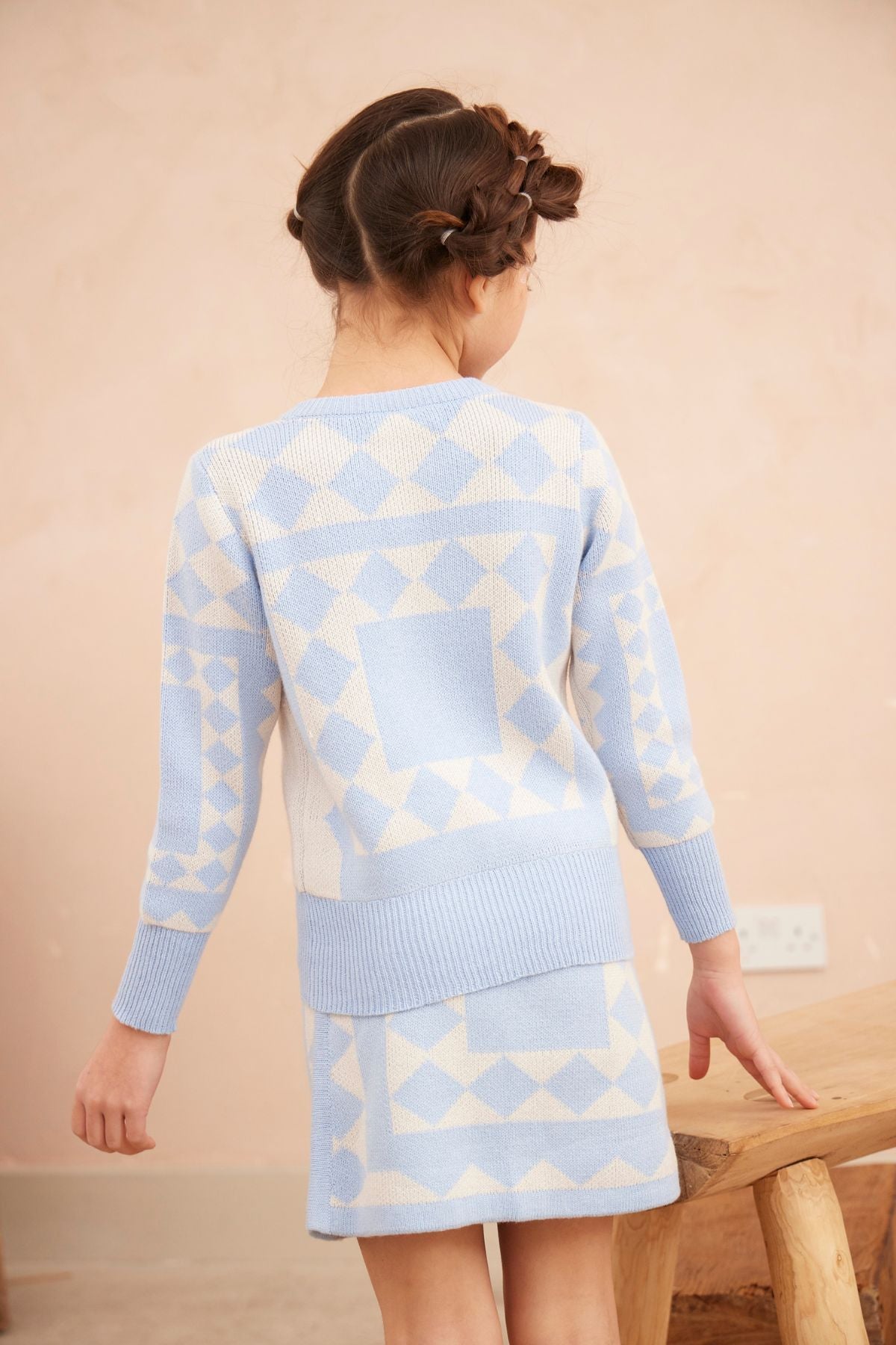 MIKA & MILO Aztec Pencil Skirt | Sky - - organic cotton cashmere