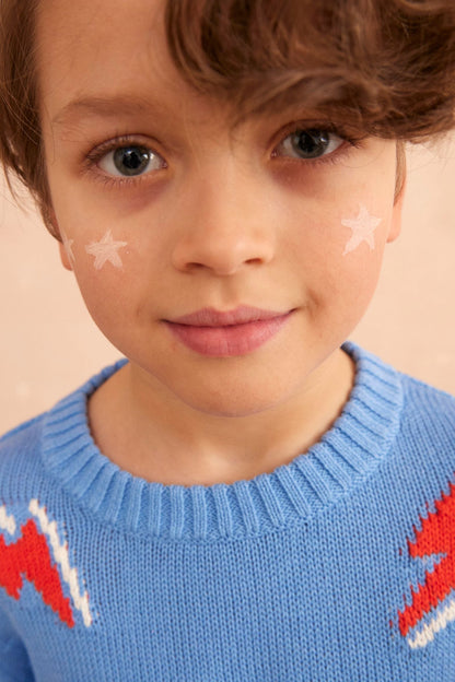 MIKA & MILO Bolt Storm Jumper | Azure - - organic cotton cashmere