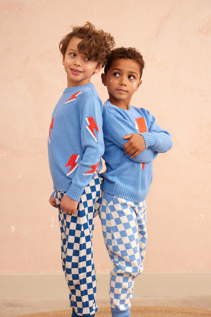 MIKA & MILO Bolt Storm Jumper | Azure - - organic cotton cashmere