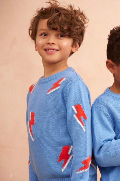 MIKA & MILO Bolt Storm Jumper | Azure - - organic cotton cashmere