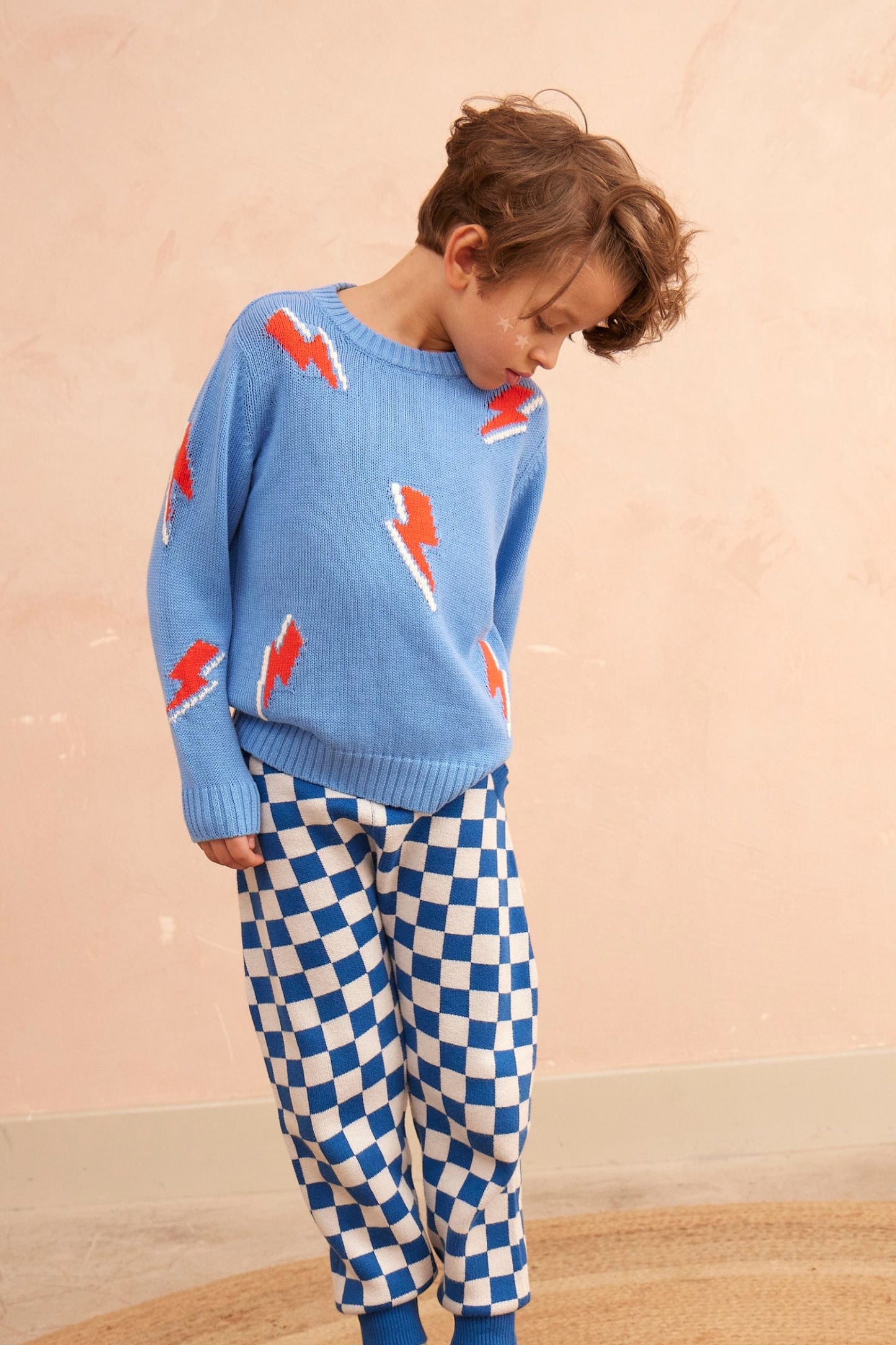 MIKA & MILO Bolt Storm Jumper | Azure - - organic cotton cashmere