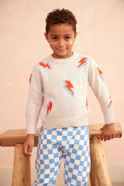 Bolt Storm Jumper | Chalk by MIKA & MILO, organic cotton, vetted by KIDDYKIND