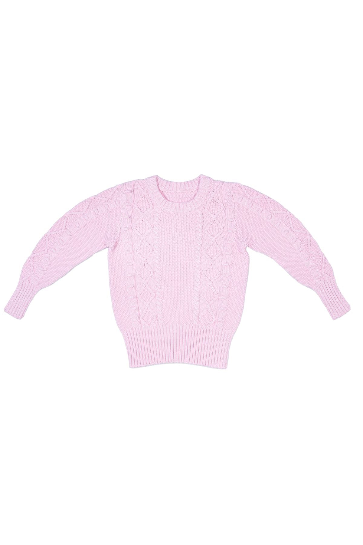 MIKA & MILO Cable Popcorn Jumper | Bubble Gum - - organic cotton cashmere