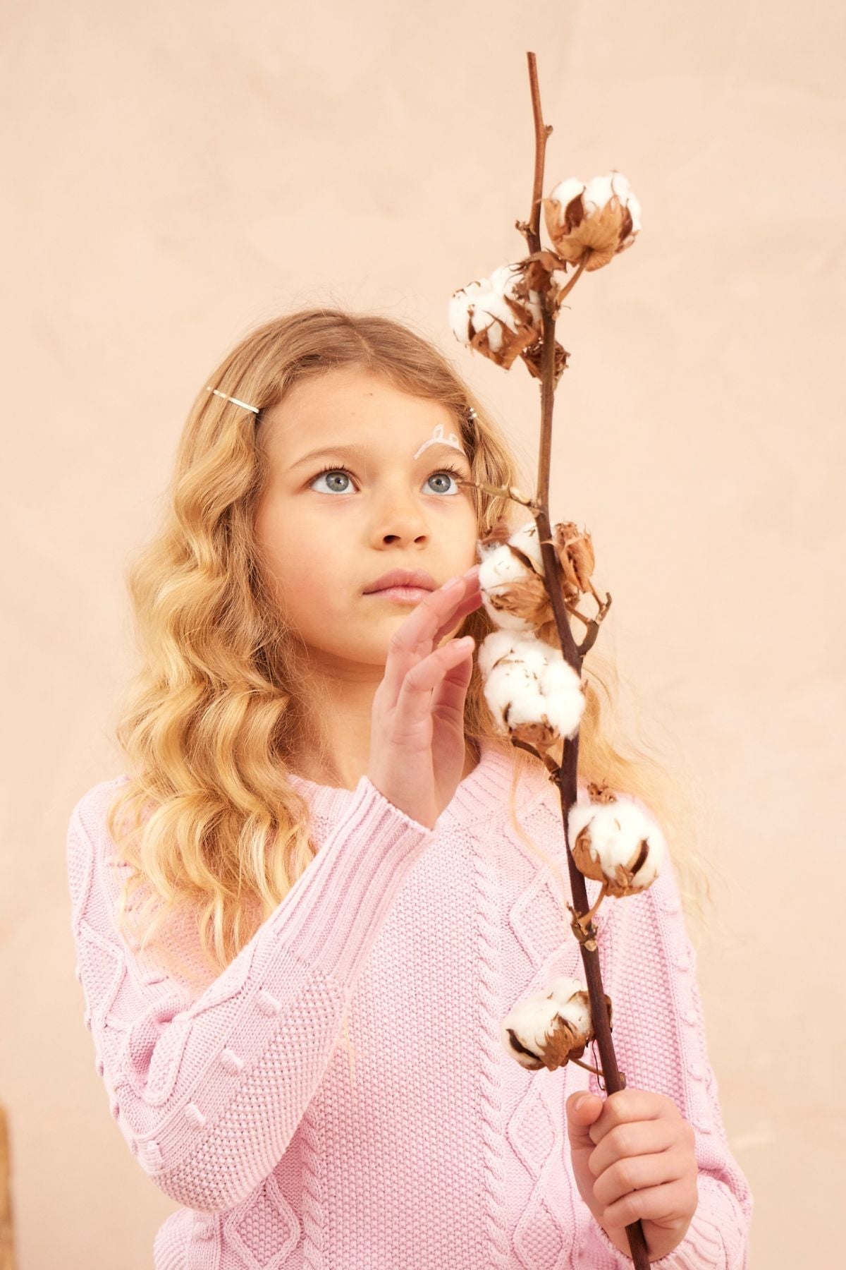 MIKA & MILO Cable Popcorn Jumper | Bubble Gum - - organic cotton cashmere