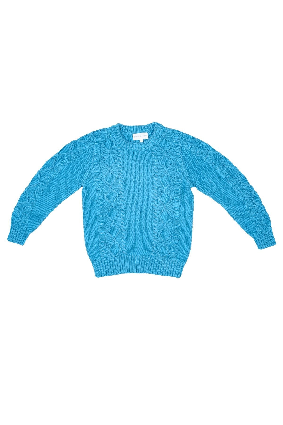 Cable Popcorn Jumper | Iceland Blue by MIKA & MILO, organic cotton, vetted by KIDDYKIND