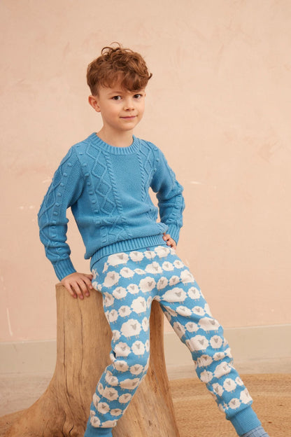 Cable Popcorn Jumper | Iceland Blue by MIKA & MILO, organic cotton, vetted by KIDDYKIND
