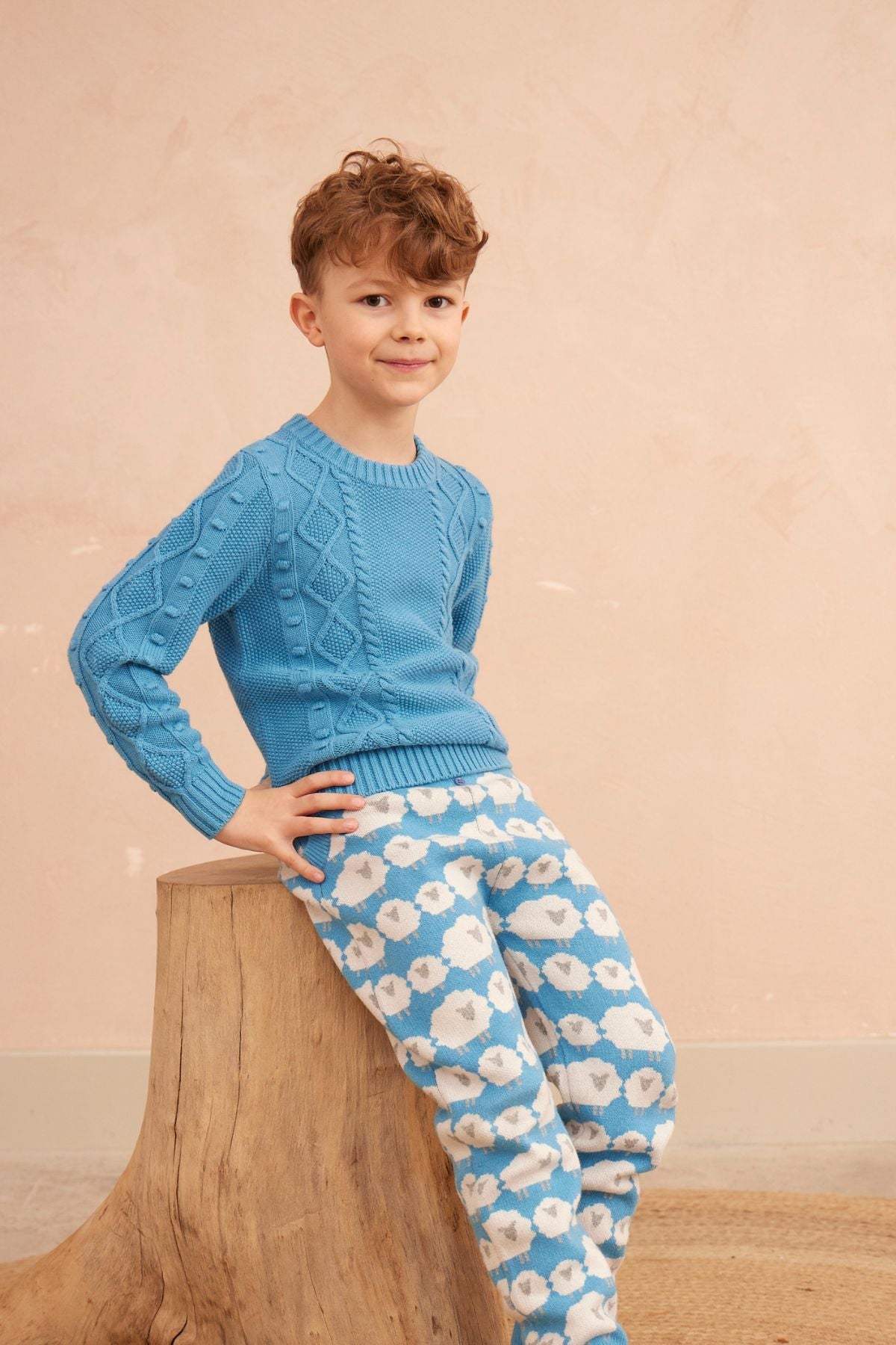 Cable Popcorn Jumper | Iceland Blue by MIKA & MILO, organic cotton, vetted by KIDDYKIND