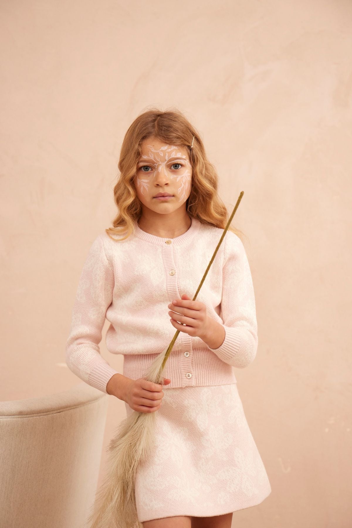 MIKA & MILO Chestnut Leaves Cardigan | Blush - - organic cotton cashmere