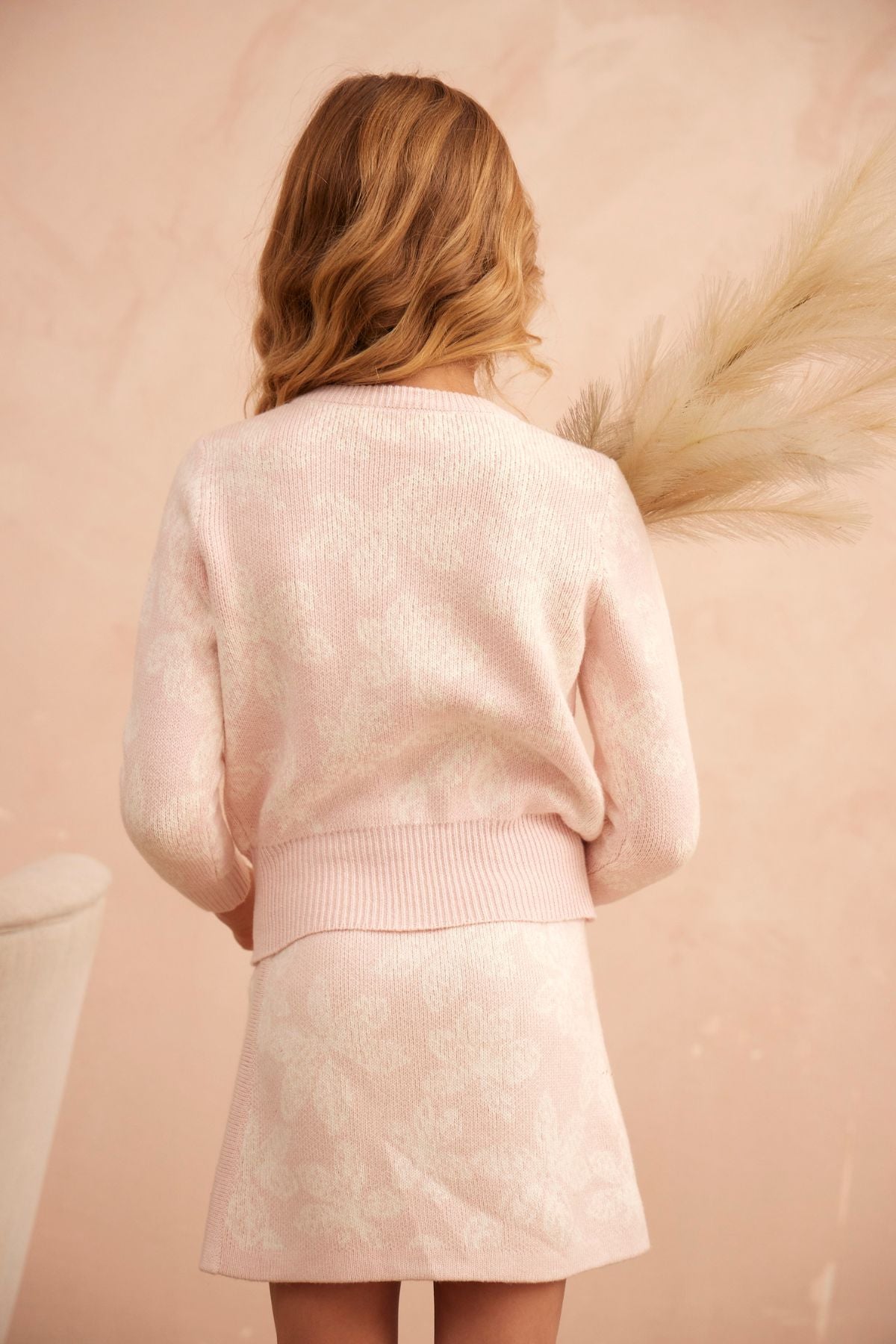 MIKA & MILO Chestnut Leaves Cardigan | Blush - - organic cotton cashmere