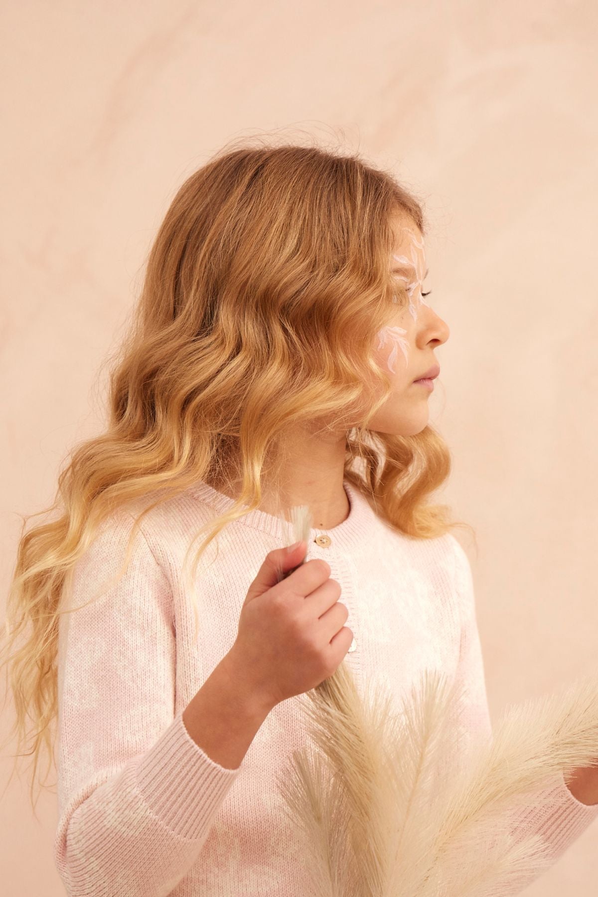 MIKA & MILO Chestnut Leaves Cardigan | Blush - - organic cotton cashmere