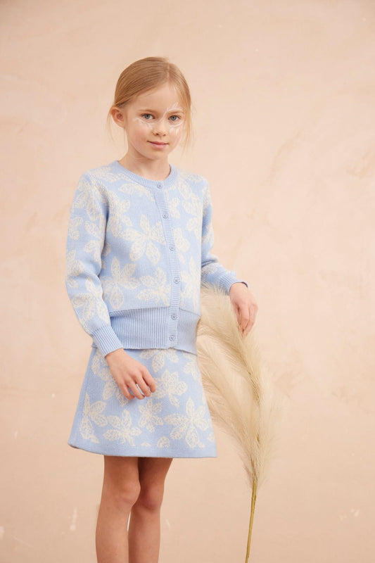 Chestnut Leaves Cardigan | Sky