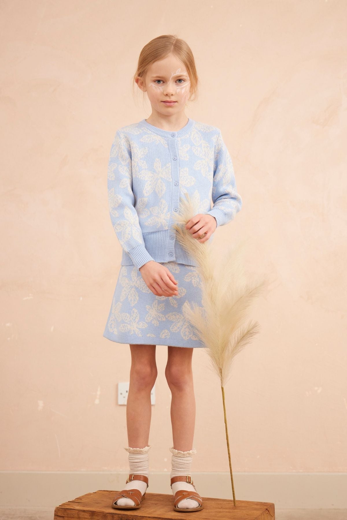 Chestnut Leaves Cardigan | Sky