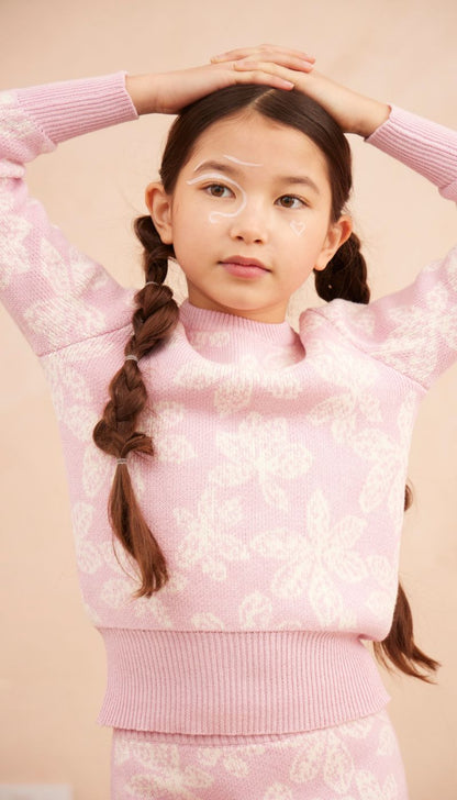 Chestnut Leaves Jumper | Bubble Gum by MIKA & MILO, organic cotton, vetted by KIDDYKIND