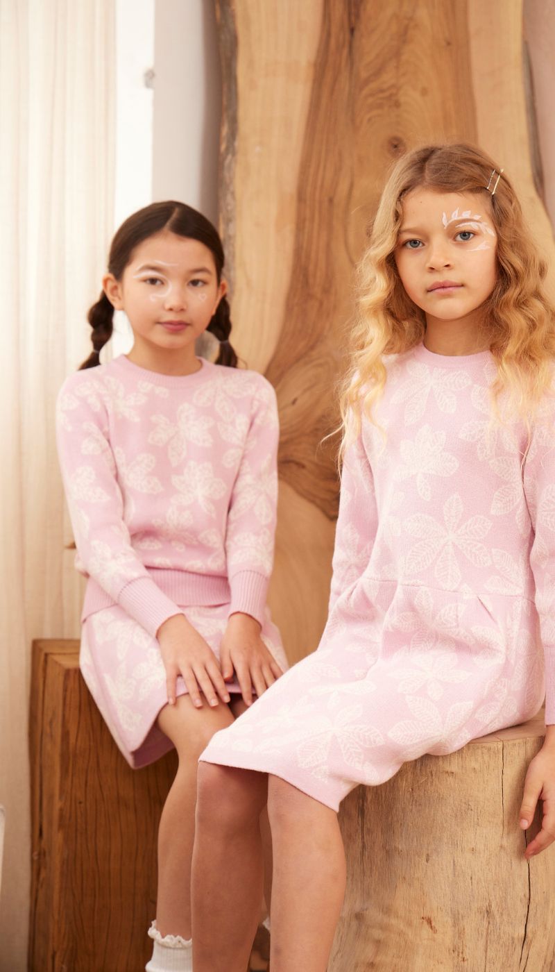 Chestnut Leaves Jumper | Bubble Gum by MIKA & MILO, organic cotton, vetted by KIDDYKIND
