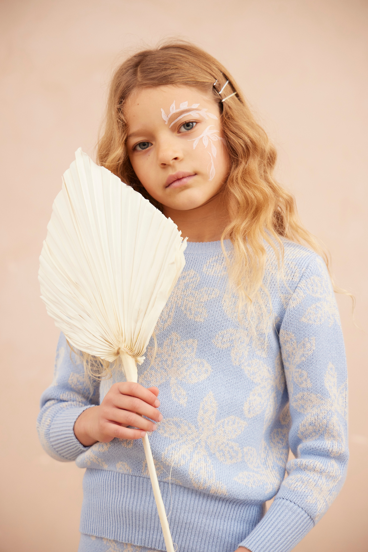 MIKA & MILO Chestnut Leaves Jumper | Sky - - organic cotton cashmere