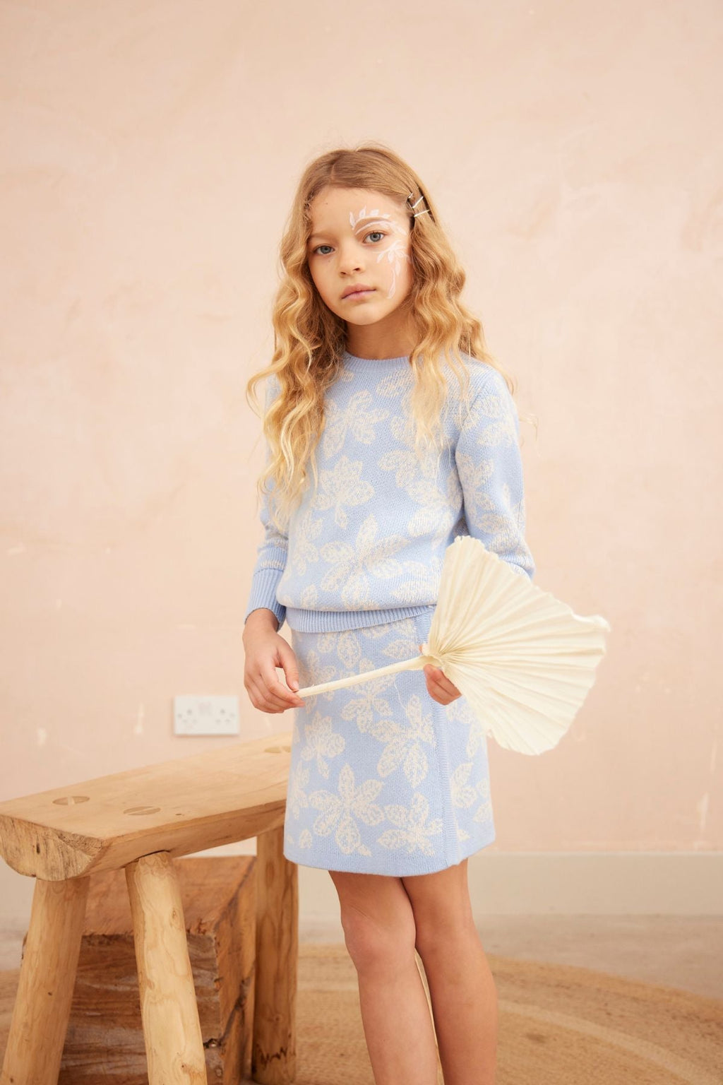 Chestnut Leaves Pencil Skirt | Sky