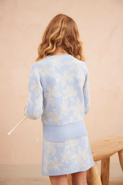 Chestnut Leaves Pencil Skirt | Sky