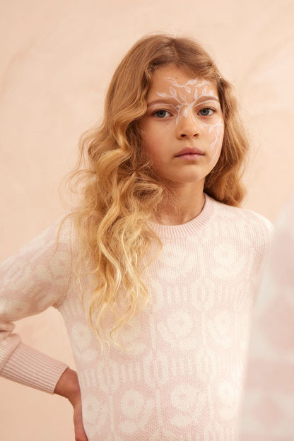 MIKA & MILO Flower Power Jumper | Blush - - organic cotton cashmere