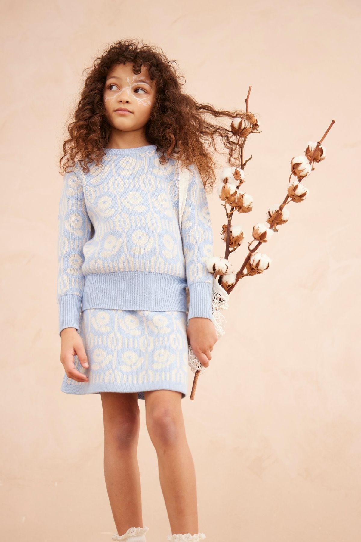 MIKA & MILO Flower Power Jumper | Sky - - organic cotton cashmere