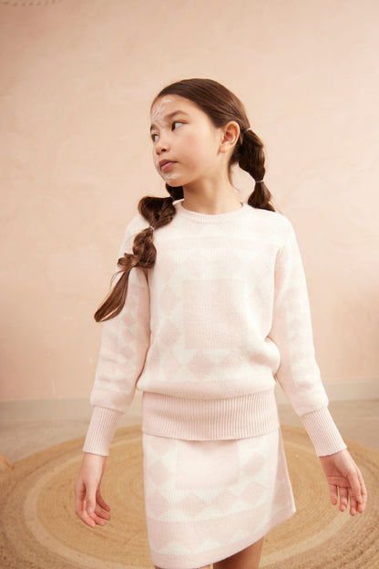 MIKA & MILO Aztec Pencil Skirt | Blush - - organic cotton cashmere