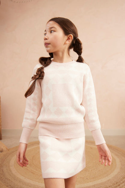 MIKA & MILO Aztec Pencil Skirt | Blush - - organic cotton cashmere