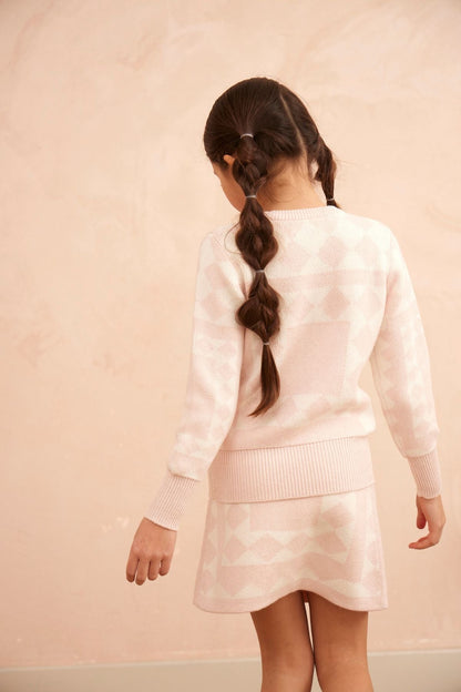 MIKA & MILO Aztec Pencil Skirt | Blush - - organic cotton cashmere