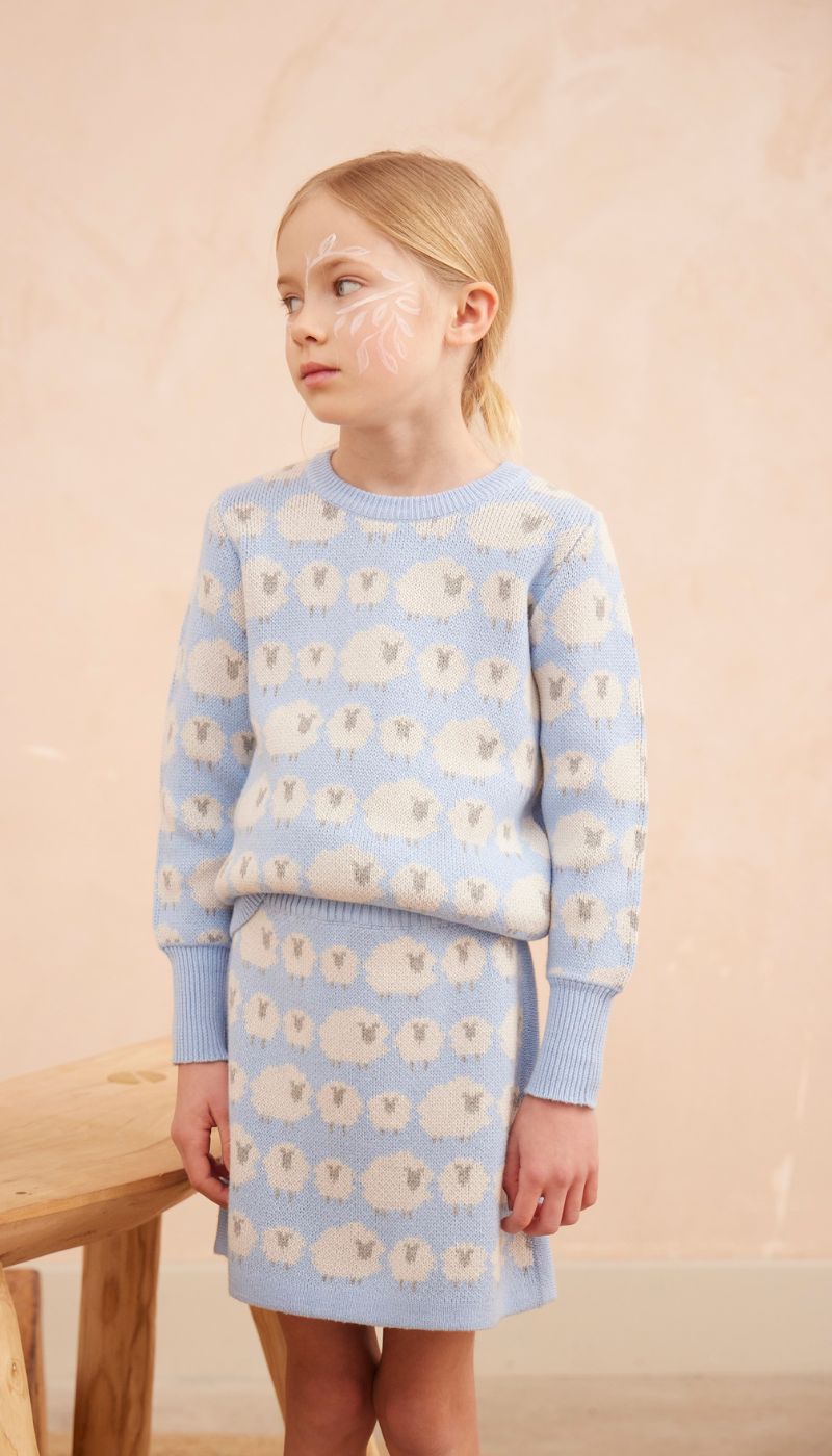 MIKA & MILO Little Bo Peep Jumper | Sky - - organic cotton cashmere