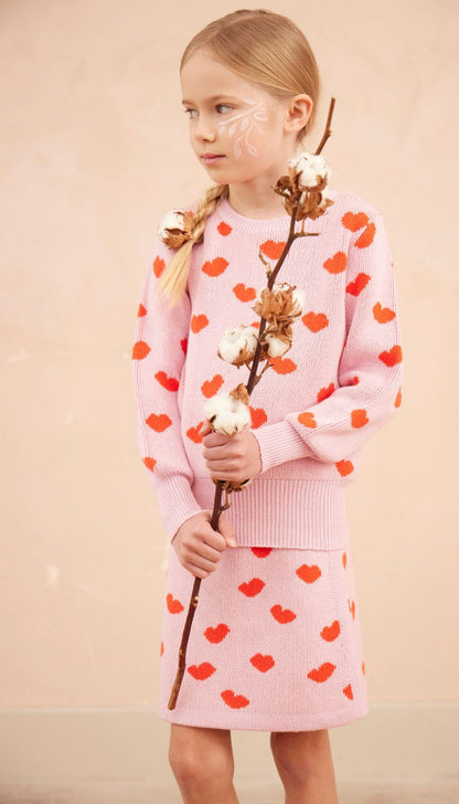 MIKA & MILO Love Hearts Jumper | Bubble Gum - - organic cotton cashmere