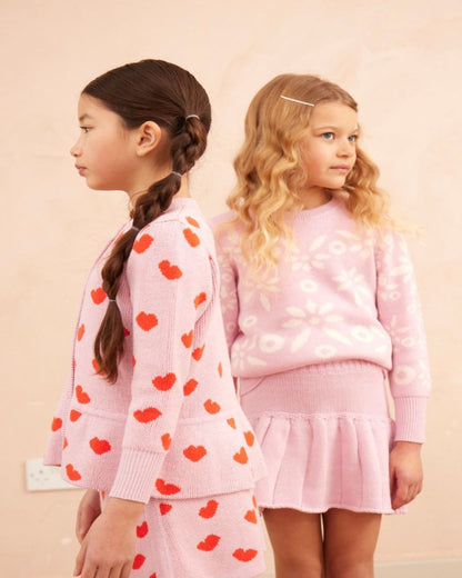 MIKA & MILO Love Hearts Pencil Skirt | Bubble Gum - - organic cotton cashmere