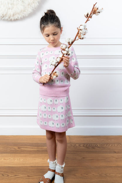 MIKA & MILO Little Bo Peep Jumper | Bubble Gum - - organic cotton cashmere